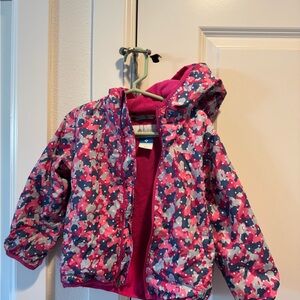 Columbia Youth Pixel Grabber Hooded Rain Jacket Windbreaker 3T girls.